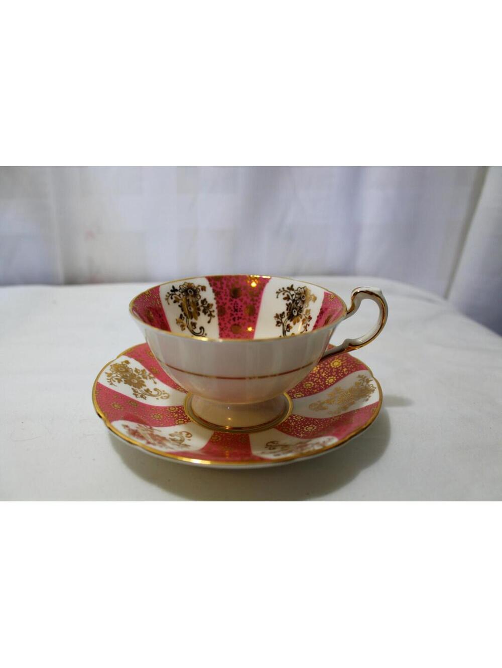 Vintage PARAGON Bone China Tea Cup & Saucer, Pink and Gold